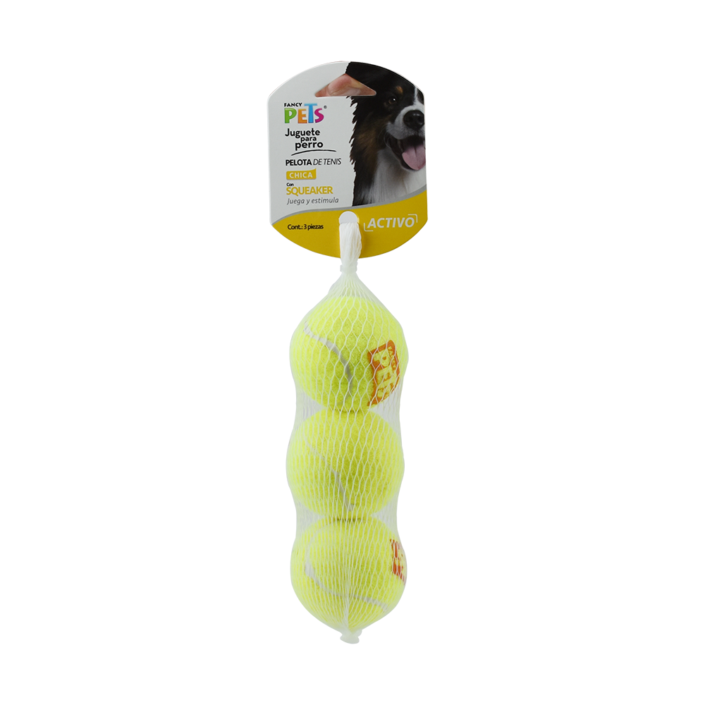 Pelota Chica de TenisC/Squeaker 3 Piezas Fancy Pets