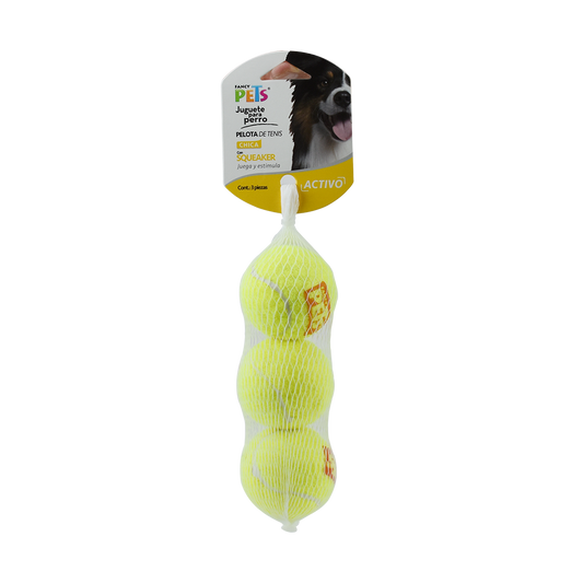 Pelota Chica de TenisC/Squeaker 3 Piezas Fancy Pets